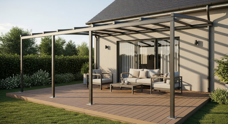 véranda sur terrasse sans fondation